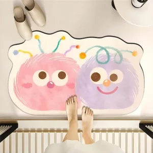 SYGA Non-Slip Quick-Drying Twin Cartoon-Shaped Bathroom & Door Mat - Water Absorbent, Dirt-Resistant & Wear-Resistant Floor Mat