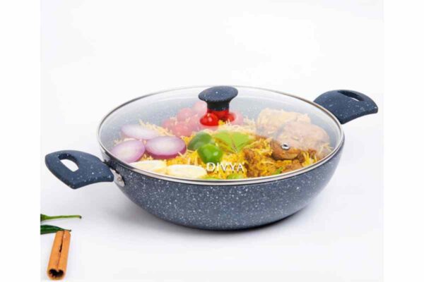 DIVYA Granite Kadhai with Glass Lid