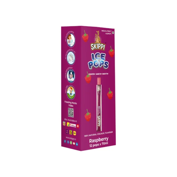 Raspberry Flavor Skippi Natural Ice Pop, Pack Of 12 Ice Pops